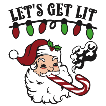 "Let's Get Lit" Smoking Santa T-Shirt